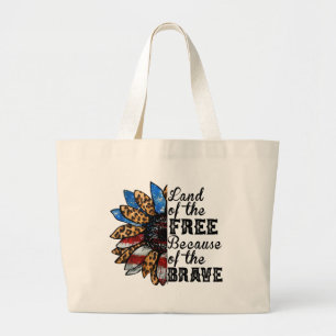 Bolsa Tote Grande Terra dos Libertos de Girassol Por Causa do Brave