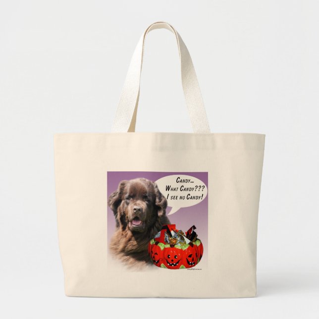 Bolsa Tote Grande Terra Nova (marrom) Halloween Candy (Frente)