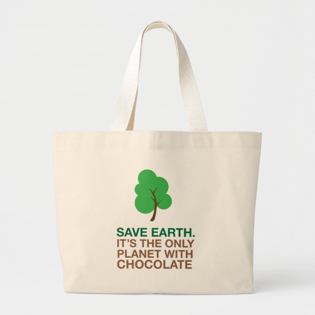 Bolsa Tote Grande Terra, o único planeta com chocolate (Frente)