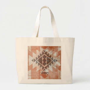 Bolsa Tote Grande Terracota Texturizada Inspirada nos Nativos Americ