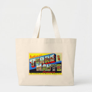 Bolsa Tote Grande Terre Haute Indiana Vintage - Letra grande