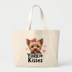 Bolsa Tote Grande Terrier Yorkshire Fofinho Beijo de Yorkie Amante d