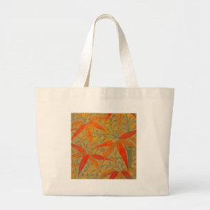 Bolsa Tote Grande Terthy Bamboo Art Impressão Orange