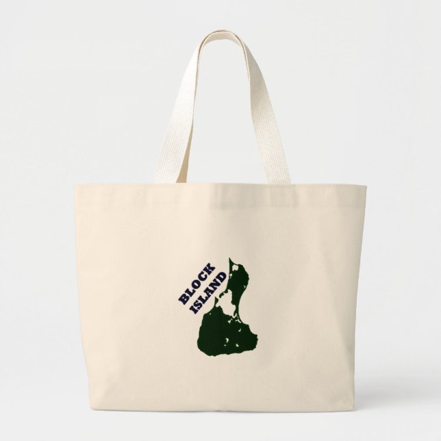 Bolsa Tote Grande Texto da diagonal da ilha de bloco (Frente)