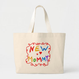 Bolsa Tote Grande Texto de Cores Primárias Novas Camisetas de Mamães