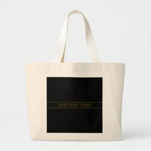 Bolsa Tote Grande Texto e Linhas Douradas Personalizáveis Clássica