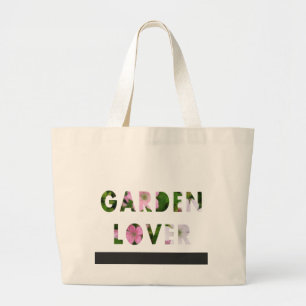 Bolsa Tote Grande Texto Floral Cor-de-Rosa Cor-de-Rosa Verde-Branco