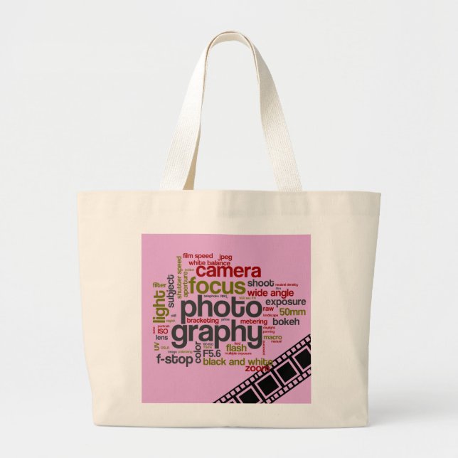Bolsa Tote Grande Texto Fotográfico - Rosa (Frente)