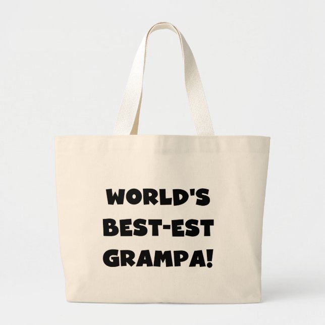 Bolsa Tote Grande Texto Negro - Camisetas de vovô mais bonitas do mu (Frente)