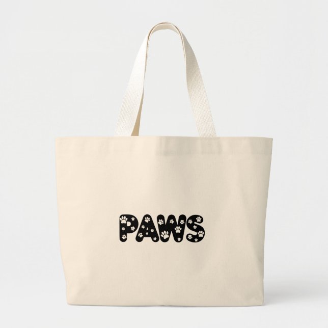 Bolsa Tote Grande Texto Personalizado de Páginas de Cães (Frente)