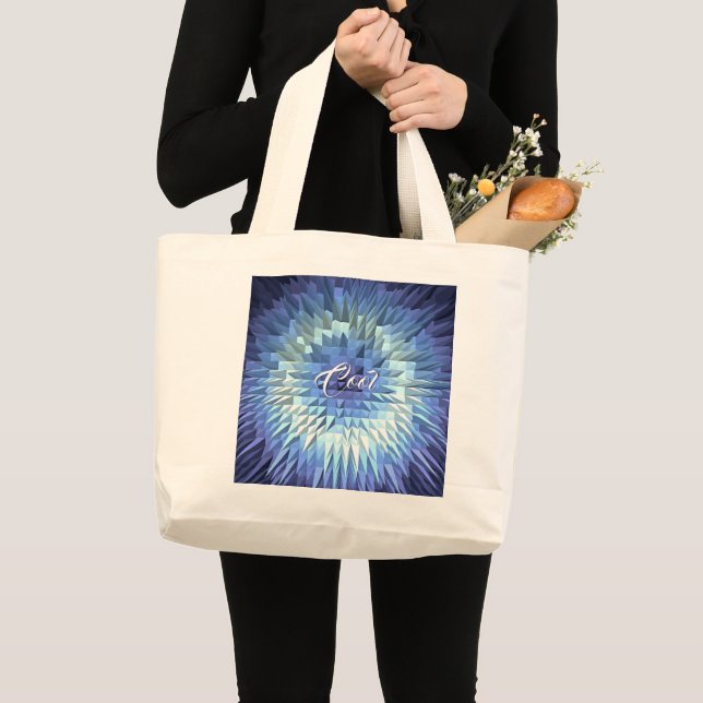 Bolsa Tote Grande textura geométrica abstrata do poligonal (Frente (produto))