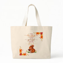 Thankful Grateful Cute Squirrel Fall Theme Tote