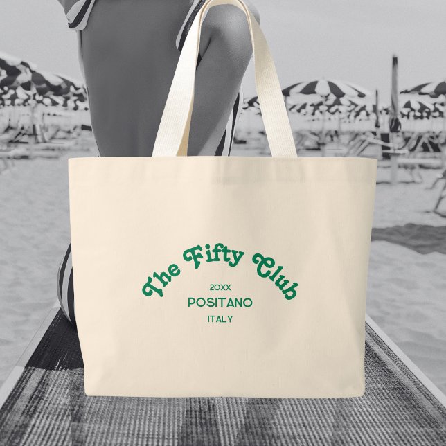 Bolsa Tote Grande The Fifty Club Retro Green Custom Crest (Criador carregado)