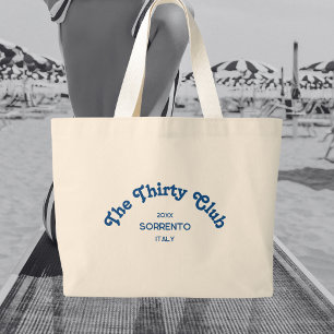 Bolsa Tote Grande The Thirty Club Retro Azul Crista Personalizada