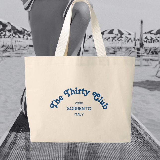 Bolsa Tote Grande The Thirty Club Retro Blue Custom Crest (Criador carregado)