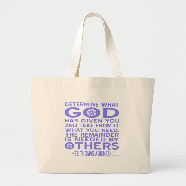 Bolsa Tote Grande Thomas Aquinas Deus deu azul claro (Frente)