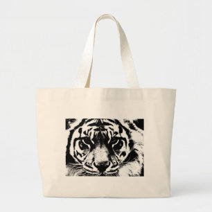 Bolsa Tote Grande Tigre preto e branco