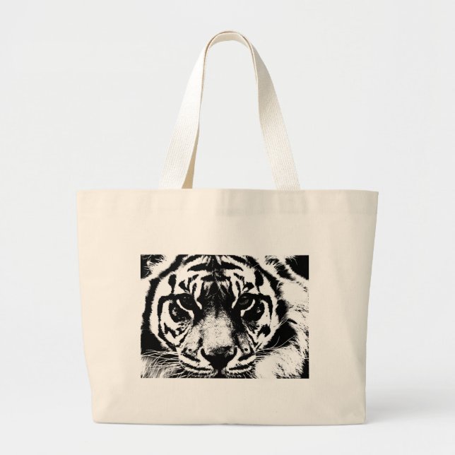 Bolsa Tote Grande Tigre preto e branco (Frente)