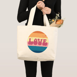 Bolsa Tote Grande Tipografia Do Amor Com Vintage Sunset Strips