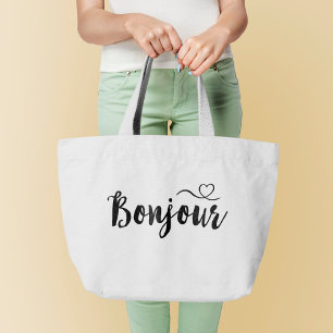 Bolsa Tote Grande Tipografia do roteiro - Bonjour