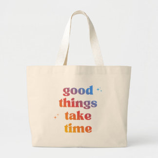 Bolsa Tote Grande Tipografia Gradiente 'Coisas Boas Levam Tempo' 