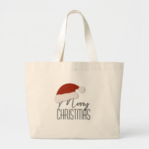 Bolsa Tote Grande Tipografia Minimalista Moderna Feliz Natal
