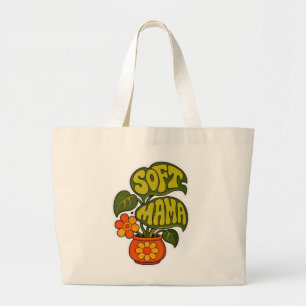 Bolsa Tote Grande Tipografia Retro Groovy "Soft Mama" da Planta de C
