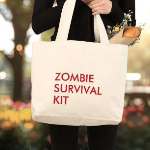 Bolsa Tote Grande Tipografia Vermelha de Zumbi Minimalista Moderna e