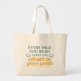 Bolsa Tote Grande Toda Página que Você Lê | Citação Motivacional de