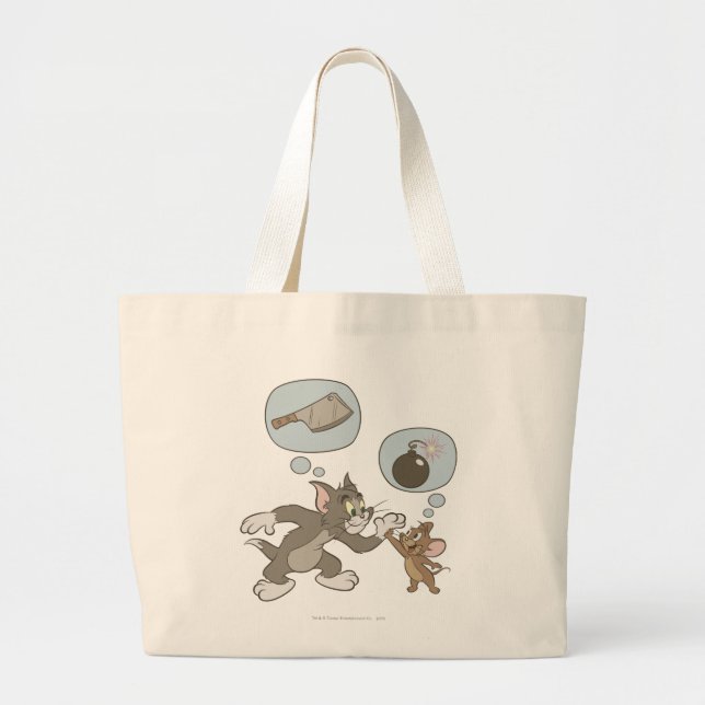 Bolsa Tote Grande Tom e Jerry Mau Pensamentos (Frente)