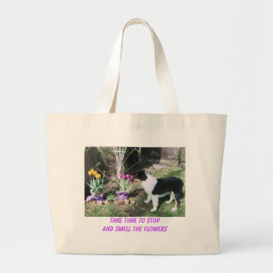 BOLSA TOTE GRANDE TOME O TEMPO PARAR E CHEIRAR AS FLORES