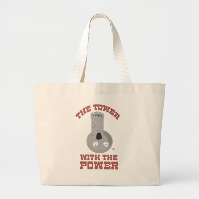 Bolsa Tote Grande Torre Com Poder Diversão Design de Jogo (Frente)
