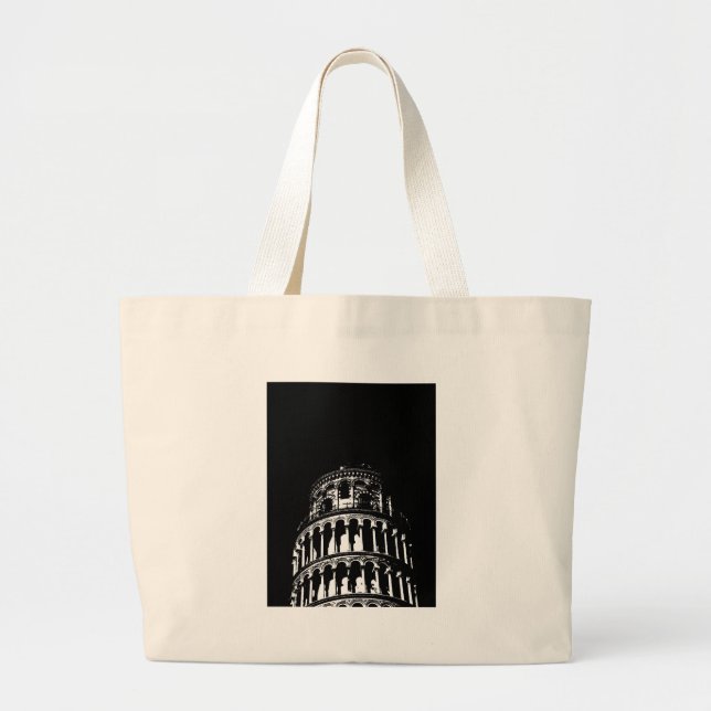 Bolsa Tote Grande Torre Preta e Branca de Pisa Itália (Frente)