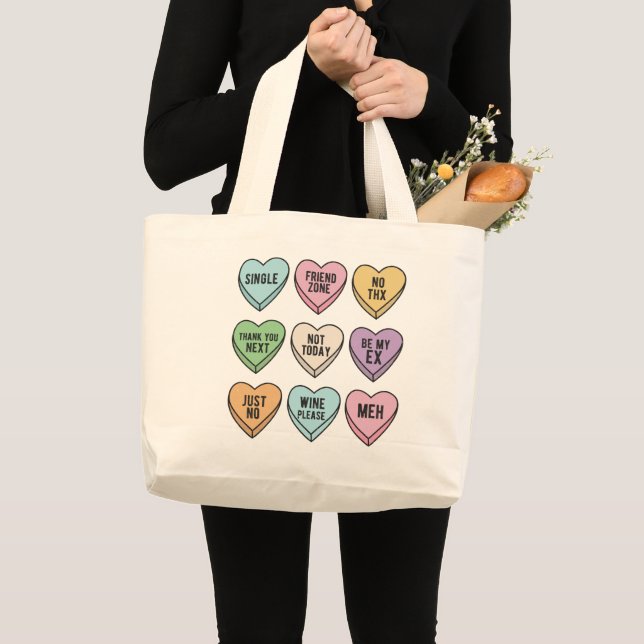 Bolsa Tote Grande Tote Bag Anti Valentine Day Candy (Frente (produto))