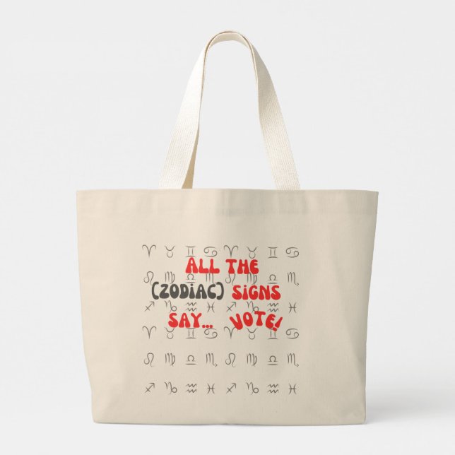 Bolsa Tote Grande tote bag beige todos os sinais gráfico de voto (Verso)