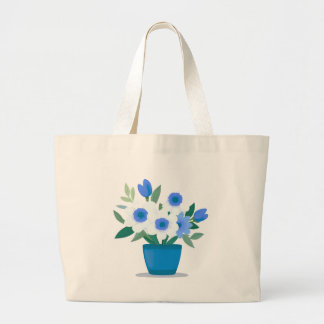 Bolsa Tote Grande Tote Bag-Blue Flower Design