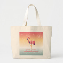 Bolsa Tote Grande Tote Bag Flamingo Sunset Texto Personalizado