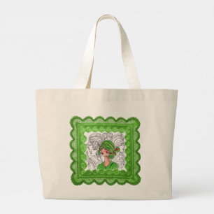 Bolsa Tote Grande Tote Bag Green Flapper Girl