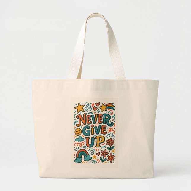 Bolsa Tote Grande Tote Bag Motivacional Colorida (Frente)