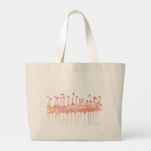 Bolsa Tote Grande Tote com flamingos