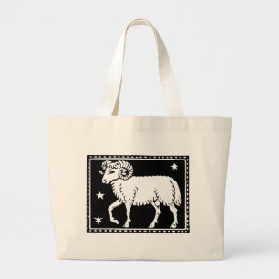 Bolsa Tote Grande Totebag Antiguado de Aries Astrológicos Zodiac