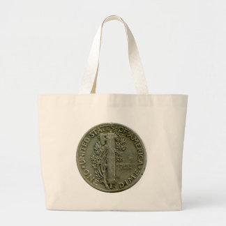 Bolsa Tote Grande Totebag do reverso da moeda de dez centavos de