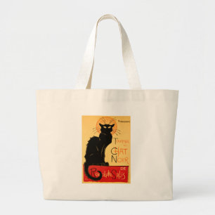 Bolsa Tote Grande Trabalho de arte Clássico de Gato Negro Steinlen