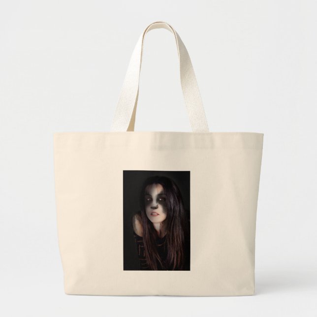 Bolsa Tote Grande Trabalho de Arte de Mulher Cat (Frente)