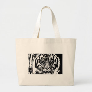 Bolsa Tote Grande Trabalho de arte de Olhos de Borneo Tiger Borneo W