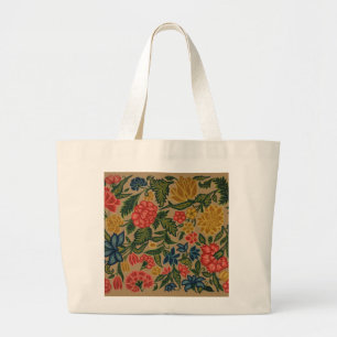 Bolsa Tote Grande Trabalho de arte do Jardim Floral Designer Vintage