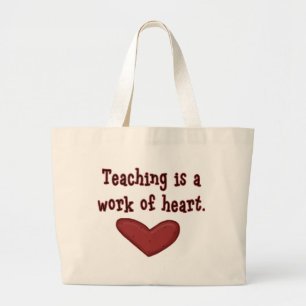 Bolsa Tote Grande Trabalho de Professor Simples do Coração Dizendo c