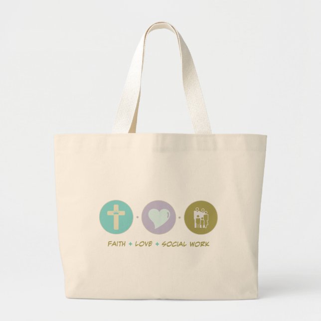 Bolsa Tote Grande Trabalho social do amor da fé (Frente)