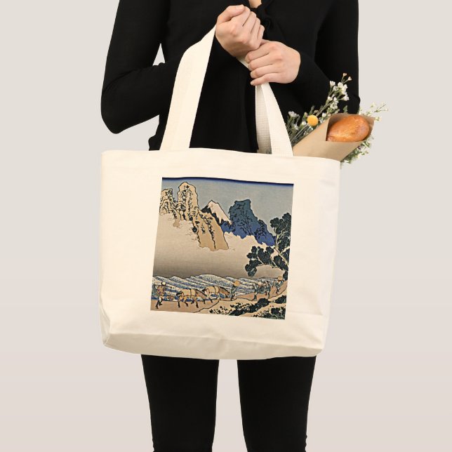 Bolsa Tote Grande Trás da montanha Fuji do rio Minobu Hokusai (Frente (produto))
