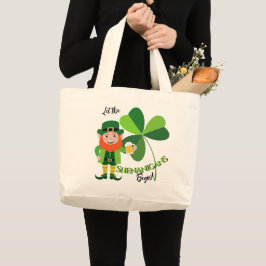 Bolsa Tote Grande Travessuras Leprechaun Trevo Dia de São Patrício